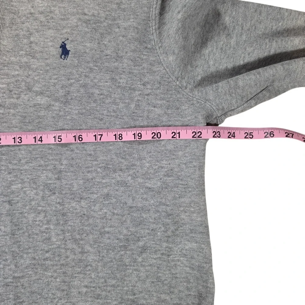 Polo Ralph Lauren Men Large Heather Grey 100 Cotton Quarter Zip Pullover Sweater